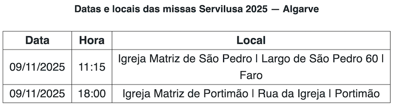 Missas-Servilusa-Algarve